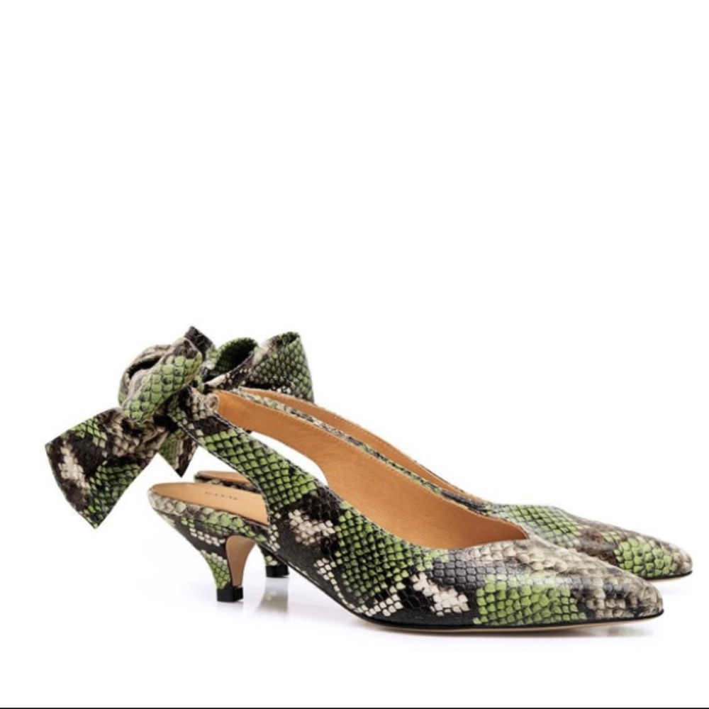 Ganni Leopard Bow heels